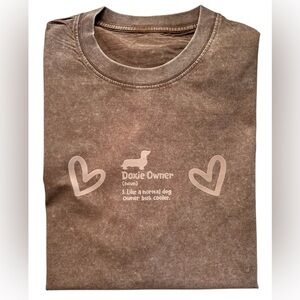 NEW Oversized Vintage Brown Doxie Owner Graphic T-Shirt